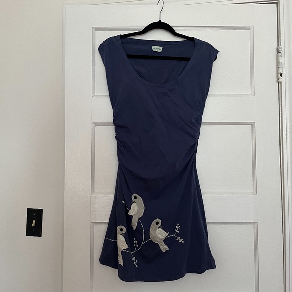 Synergy Organic Clothing Dresses & Skirts - Synergy Organic Clothing blue cotton dress with adorable bird patches, size XS